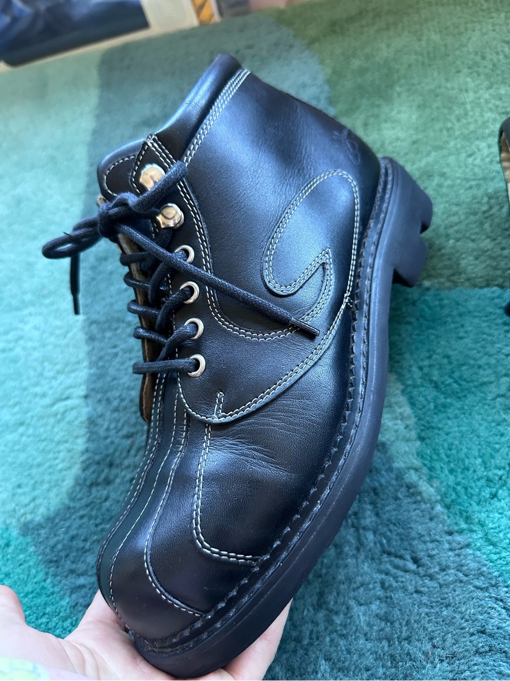 Fluevog VINTAGE EXCELLENT Angels Supervog black swirl ankle boot -W8.5/M7 - Picture 12 of 16